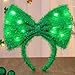 Bouory Light Up St Patricks Day Headbands Green Bows Hairbands Big Bowknot Hair Accessories for Women (Green)