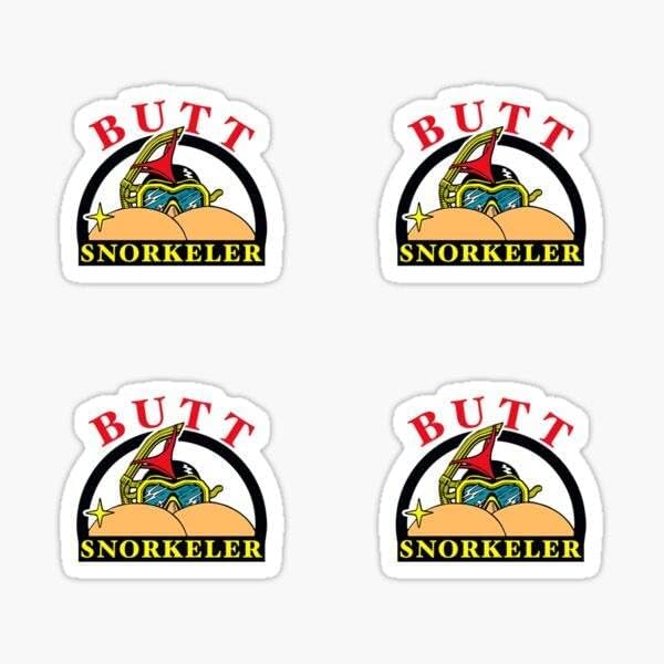 4 pcs Butt Snorkeler Funny Hard Hat Sticker, Helmet Decal