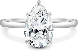 Ainsley Moissanite 1.5 CT Pear Cut Handmade Engagement Ring, Hidden Halo Bridal Wedding Ring for Woman, Anniversary Promise Gift Her