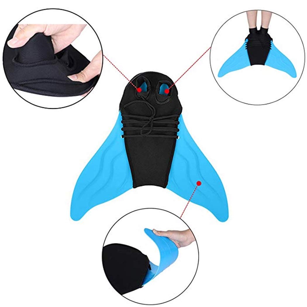 DNFUN Mermaid Schwimmflossen für Kinder, verstellbare Mermaid Design Schwimmen Tauchen Training Monofin Fuß Flipper Flossen