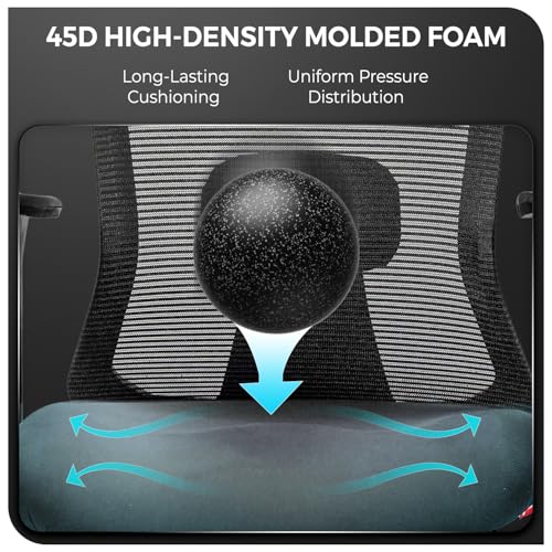 Image of CELLBELL Ergoglide FT Ergonomic Mesh Office Chair with Footrest Fixed Headrest Lumbar Armrests Synchro Tilt 3 Lock Class 3 Hydraulic Chrome Base 60mm Wheels High Back Work Chair (Black)