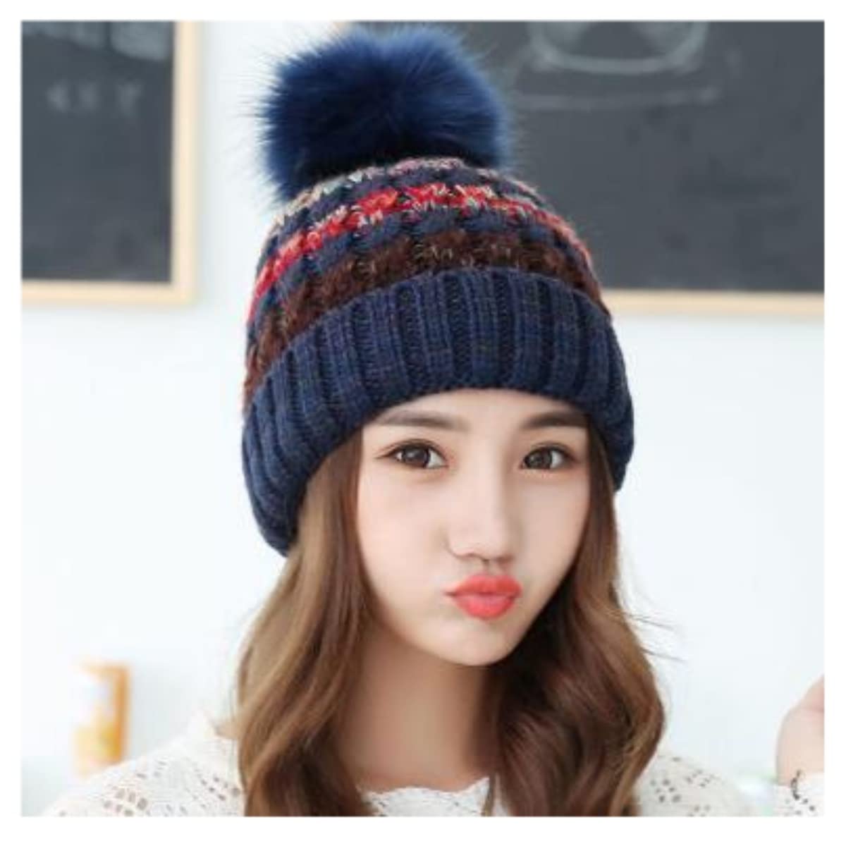 Gorro de Lana de Invierno para Mujer y Hombre, Tejido con Calavera, Suave y cálido, para esquí (Talla única)
