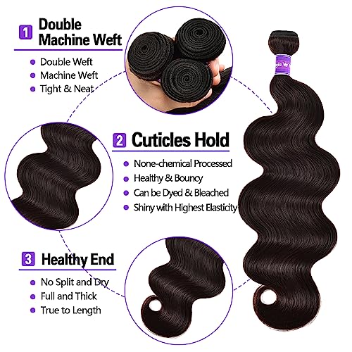 Body Wave Human Hair 3 Bundles (24 26 28) 100% Unprocessed Brazilian Virgin Human Hair Weave Body Weave Bundles Human Hair Extensions for Black Women Natural Color - Image 4