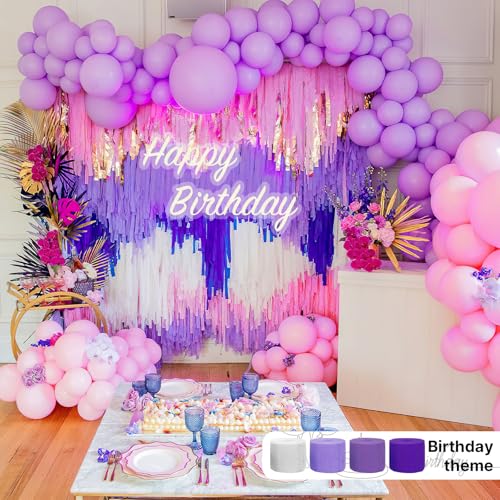 Image of PartyWoo Purple Crepe Paper Streamers 8pcs 656ft Pack of Light Dark Purple Lavender White Silver Crepe Paper Streamers for Birthday Baby Shower Graduation Princess Butterfly Theme Party Decorations