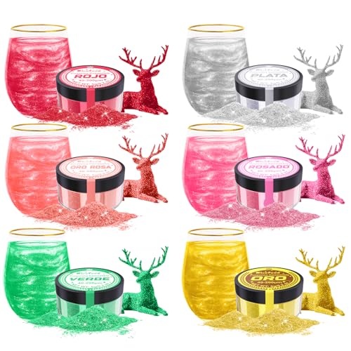 Purpurina Comestible - Kicofood Kit de 6 Colores para Postres, Colorante Alimentario Reposteria para Tartas, Oro Comestible Polvo para Fondant Colores, Donuts, Piruletas, Helados (5g C/U)