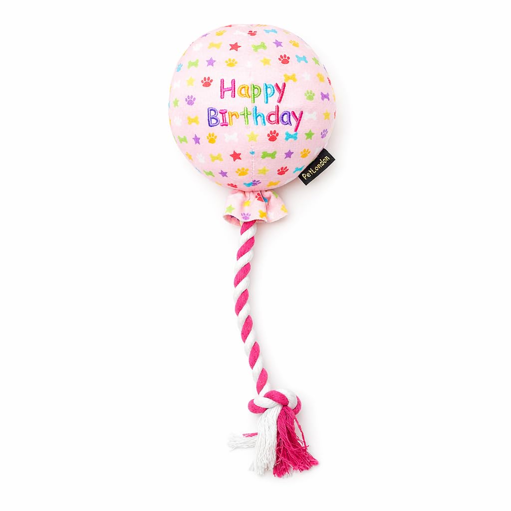Pet London Geburtstags-Hundespielzeug mit Luftballon, Rosa – Feiern Sie den Hund Happy Birthday – Plüsch, buntes Regenbogen-Konfetti-Muster, Hunde-Party-Geschenk
