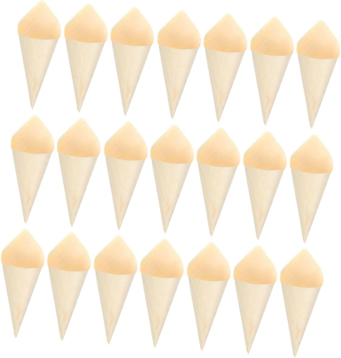 KICHOUSE 50pcs Wood Charcuterie Cones Elegant Disposable Ice Cream Holders for Appetizers Snacks Sturdy Cone Cups for Parties Catering Events
