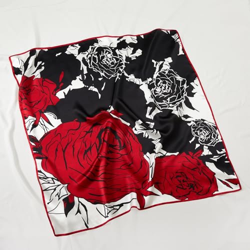 100% Mulberry Silk Neck Scarf 35" Inches Large Square Scarfs for Women Gift Packed4