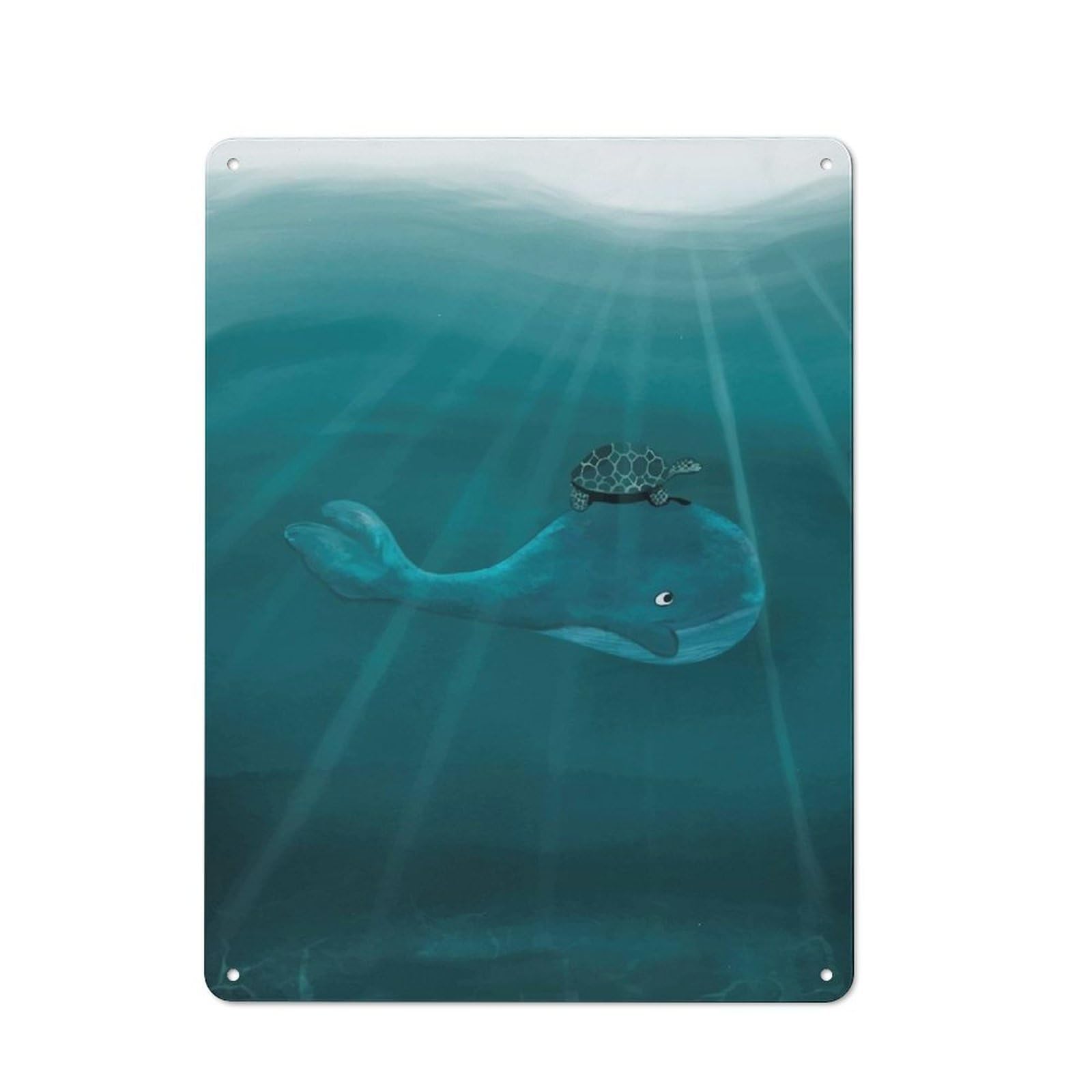 Metal Plaque 40x30cm with Whale And Turtle Underwater for Pub Or Café, Retro Decor, for Pub Decor Enthusiasts Refreshing A Room in Autumn