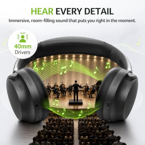 Acer Active Noise Cancelling Headphones,Wireless Bluetooth Over-Ear,Black - image 4