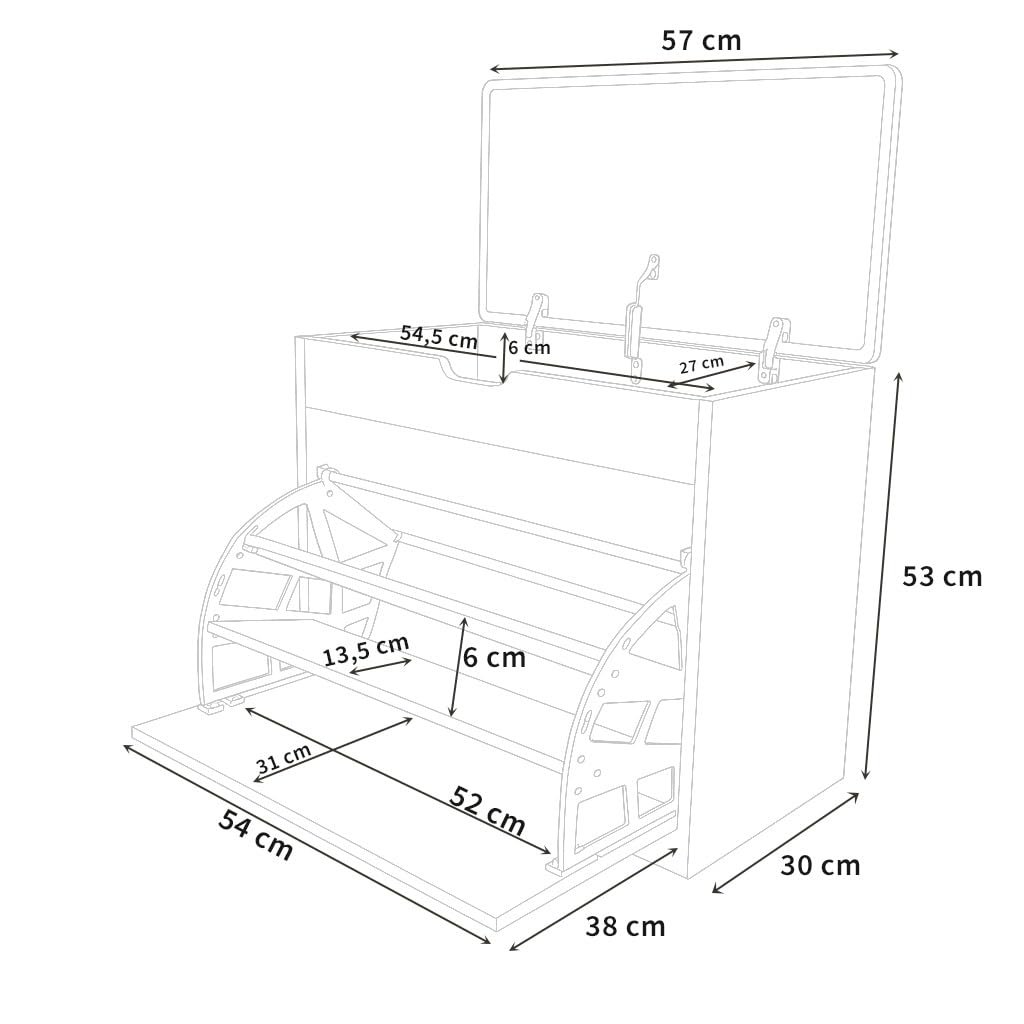 MDF Schuhschrank mit Sitzbank und ausziehbaren Regalen, Polyester Polsterung, 57 x 30 x 53 cm, Multifunktional für Flur (schwarz)