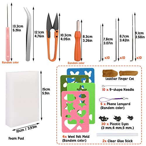 Image of Mayboos Needle Felting Kit, Wool Roving 20 Colors Set | Wool Felting Tool Starter Kit Felt Molds with Portable Storage Box for DIY Craft Home Decoration