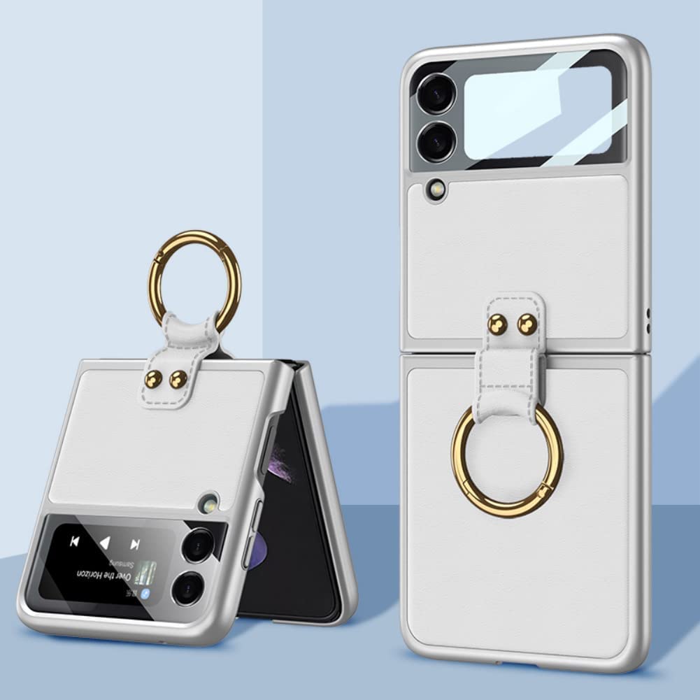 Buy AWH Galaxy Z Flip 3 Case Leather, Z Flip 3 Case with Ring, Thin Fit