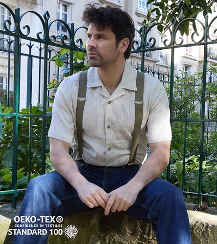 Image of PIERROT Men's Suspenders - One Size Adjustable and Elastic Suspenders for Men Trousers Heavy Duty with 4 Very Strong Clips