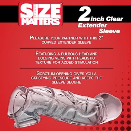 Size Matters Manga Del Pene Curvado Extensor Claro - 1 unidad, Transparente