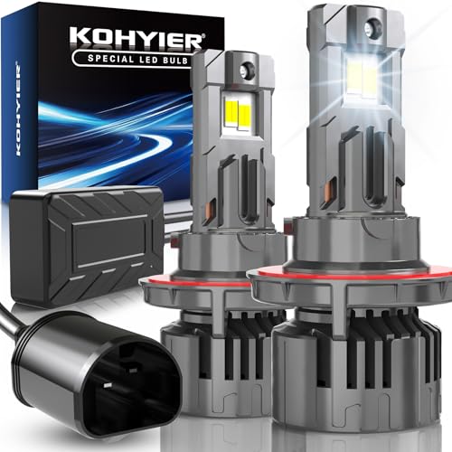 KOHYIER Bombilla H13 LED 40000LM 800% Más Luz, Ultra Brillante 6500K Blanco H13 9008 Hi/Lo LED 12V 24V Plug & Play, Pack de 2