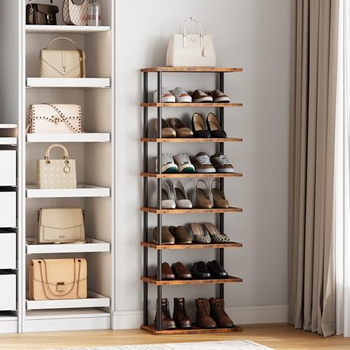 HOOBRO Vertikales Schuhregal, 8-lagiges Schuhregal, schmales Schuhablage, Schuhschrank, Schuhständer, Verdrehstruktur, für Eingang, Flur… – Ansicht 2