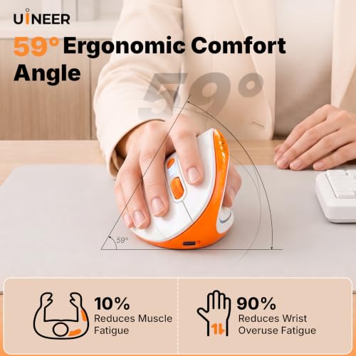 Uineer Ergonomic Vertical Mouse Tri Mode Wireless Rechargeable 4 DPI - image 4