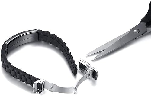 Miniatura 4 de XUANPAI Pulsera de identificación de alerta médica de silicona con grabado personalizado para hombres, ajustable