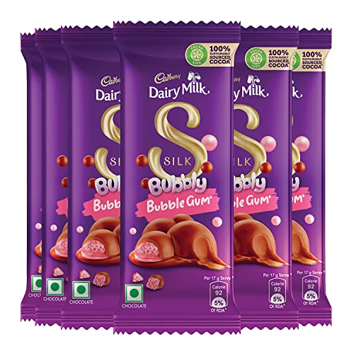 Image of Cadbury Dairy Milk Silk Bubbly Bubblegum, Pack of 6 x 50g