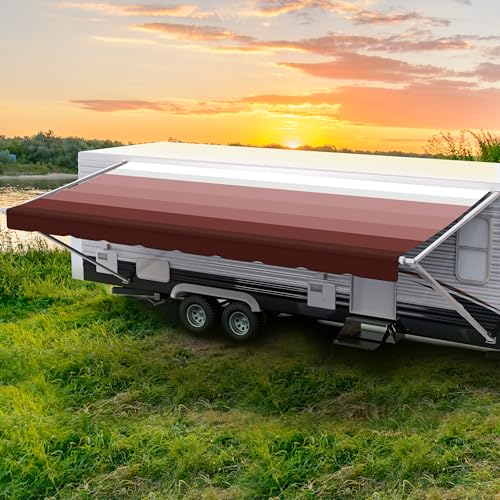 ShadePro RV Awning Fabric Replacement - Heavy Duty Vinyl (Burgundy) 17'