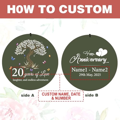 Image of ASTARIN 20th Wind Chimes for Couple, Personalized Wind Chimes for Anniversary, Couple Gifts for Keepsake, Deep Tone Windchime Romantic Gift for Women Men