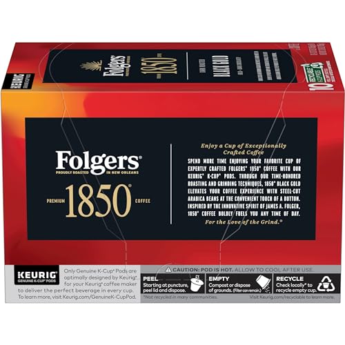 Image of Folgers 1850 Black Gold Dark Roast Coffee, 10 Keurig K-Cup Pods