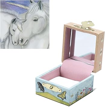 Enchantmints Unicorn Jewelry Box Tiny Treasure Chest with Mirror Soft Satin Cushion