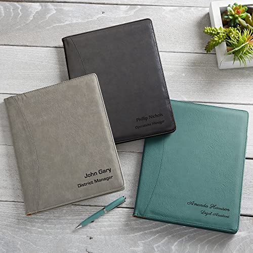 Personalization Universe Signature Series Personalized Full Pad Portfolio - Custom Faux Leather with Notepad, Business Card Slots, and Pen Loop - Ideal for Business, Personal Use, Padfolio - Thumbnail 4