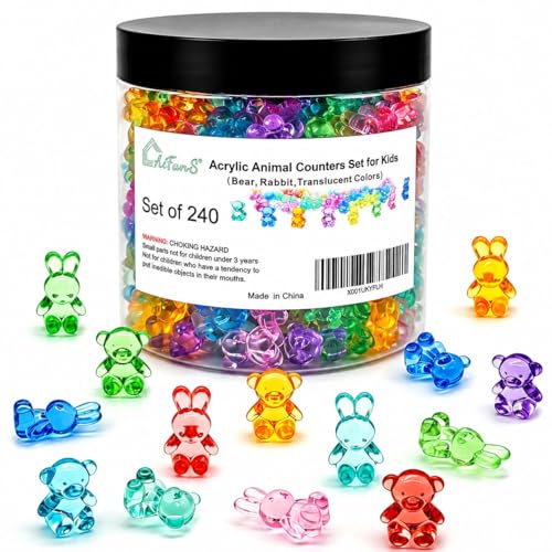 AiFanS Counting Bears and Bunnies 240 Pieces Counter Toys Set for Kids