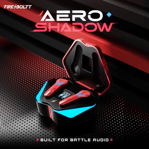Image of Fire-BolttAero Shadow TWS Earbuds Custom EQ, RGB Lights, Wireless Bluetooth 5.4, Music & App Support, 50H Playtime, Fast Charging Case, 50ms Low Latency for Gaming, Touch Controls - Flame Red
