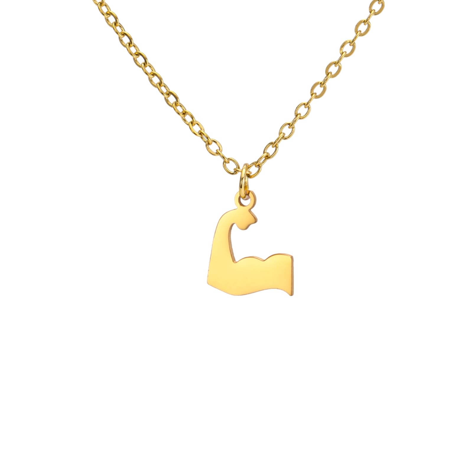 Stainless Steel Weightlifter Silhouette Pendant Necklace, Fitness Gym Motivational Jewelry