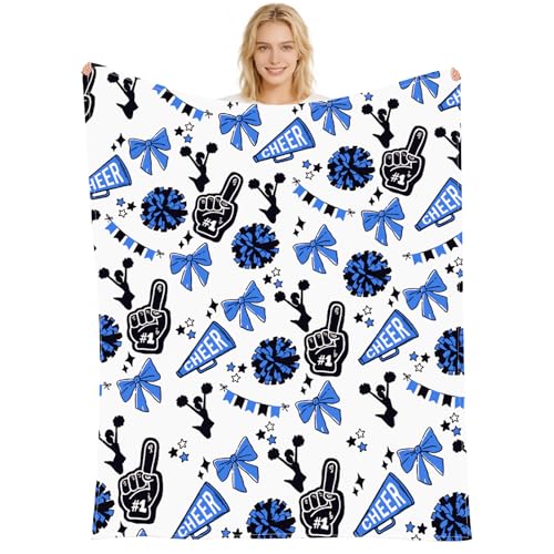 Lumina Garden 50x60 Cheer Throw Blanket Cheerleader Gift Blanket Cheer Team Coach Gifts Cheerleading Stuff for Girls Cheerleaders Birthday Bedding Sofa Picnic(Blue)