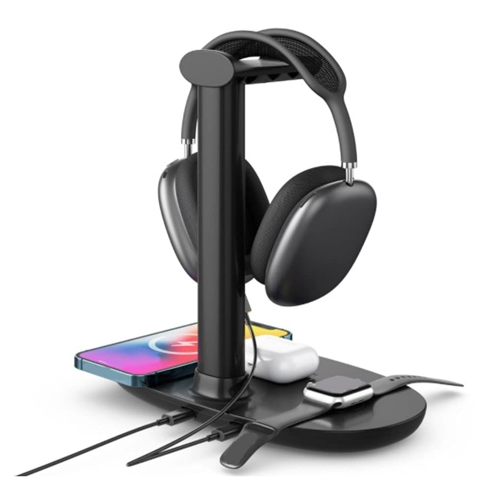 Vklopdsh pour /12 Pro Chargeur 4 en 1 Support de Casque à de Charge pour Watch/ (Noir)