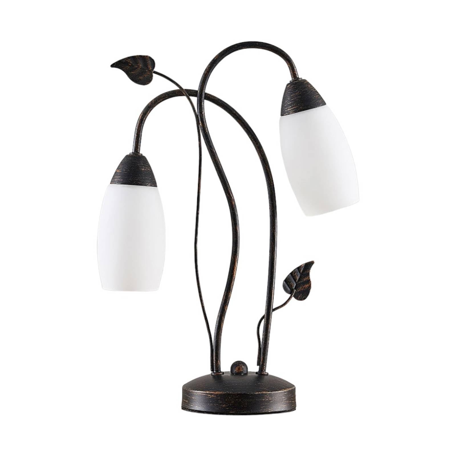 Lindby White, Brushed Black Gold Table Lamp Stefania, Black/Gold, Glass, E14, 40 Cm