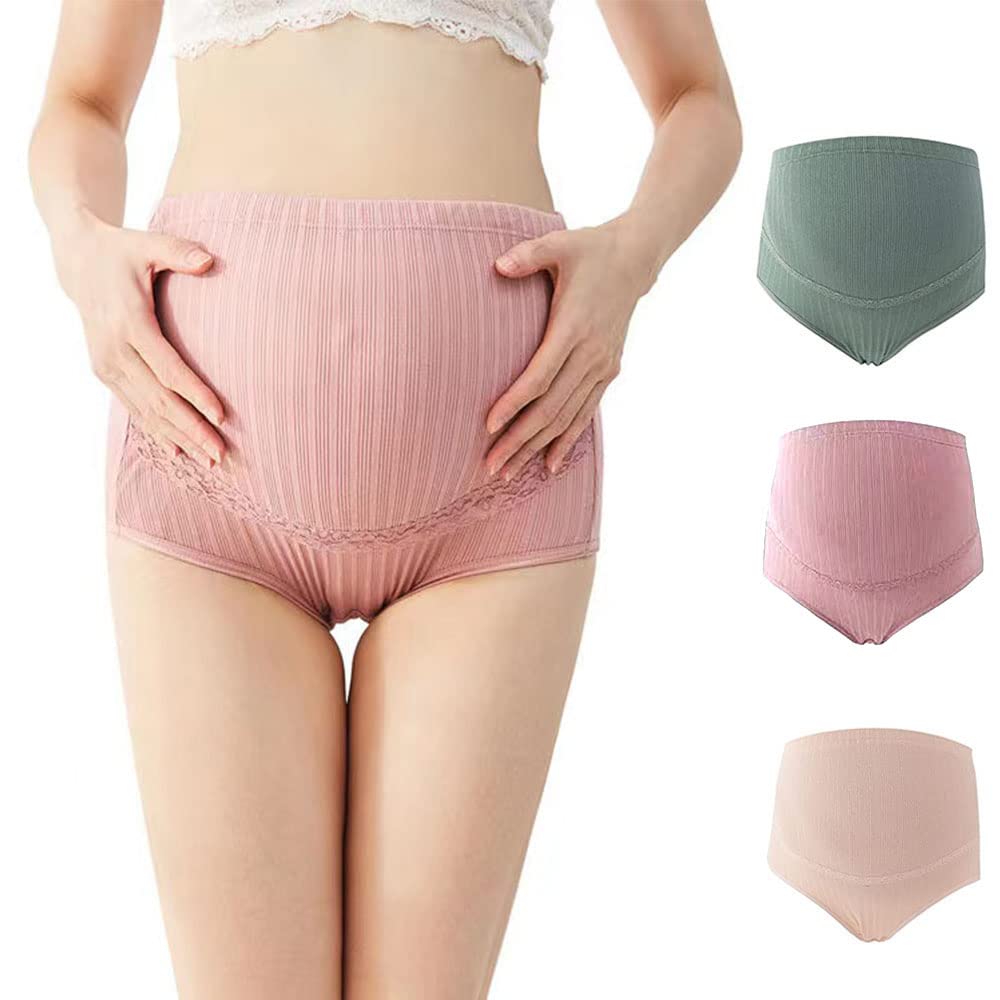 Women's Maternity Knickers Pregnancy Panties High Waist Underwear Knickers Shorts Pants Belly Support Maternity 3 Pcs