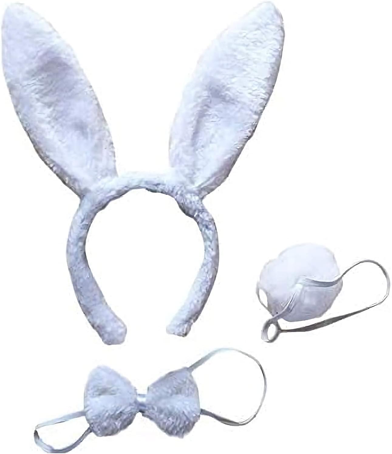 Rabbit Costume Set Crown Bow Tie Tail White Color