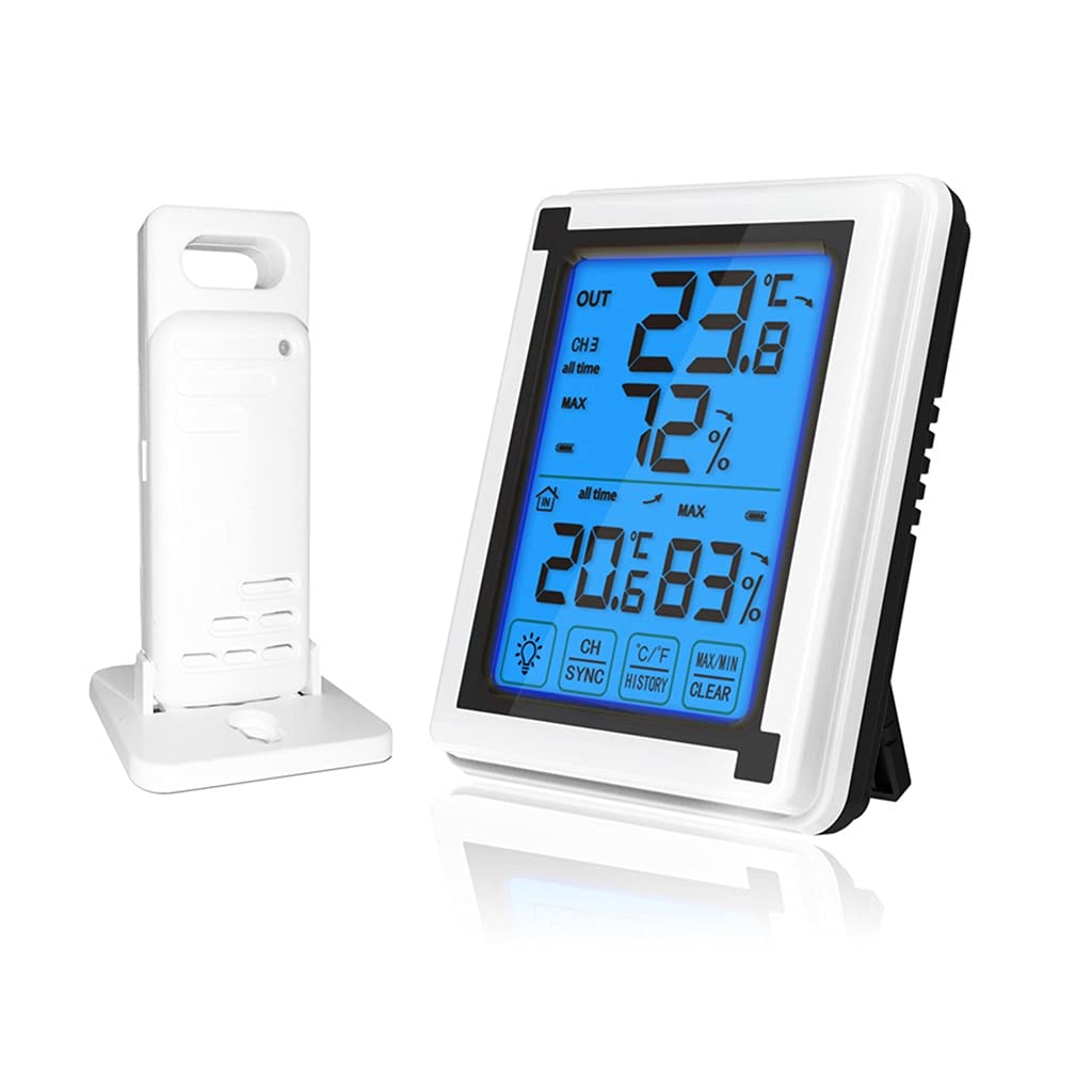 JSEIAJB Touch Screen Weather Station + Outdoor Forecast Backlight Thermometer Hygrometer Weather Station