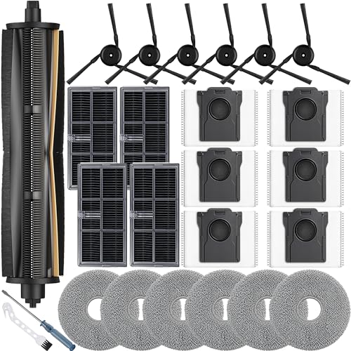 Bluearks 25 Stück Zubehör für Dreame L10s Ultra Gen 3/X40 Ultra Complete/L40 Ultra/Mova P50 Ultra Saugroboter 1 TriCut Bürste 4 Staubbehälter-Filter 6 Wischpad 6 Seitenbürsten 6 Aktivkohle-Staubbeutel