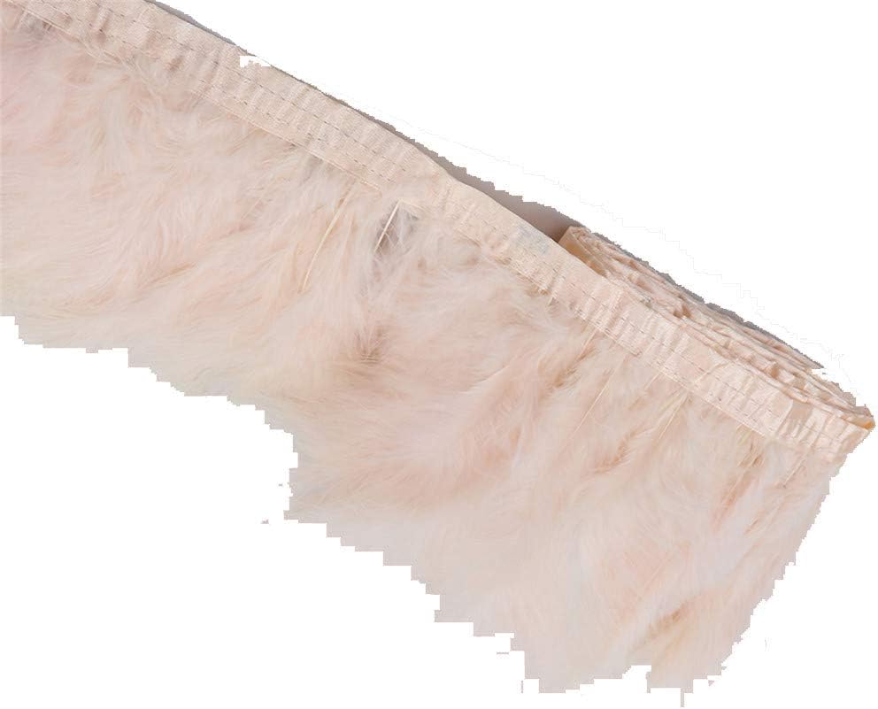 Natural Turkey Marabou Hackle Fluffy Feather Fringe Trim 6-8inch Width 10yards (Leather Pink)