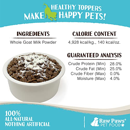 Raw Paws Boost Pet Food Topper Goat Milk Powder, 3.1-Oz - Made In Usa - Dog Food Toppers For Dry Food - Cat Food Toppers - Dog Food Topper Powder - Dog Food Flavor Topper - Goat Milk Gravy For Cats #TOP3
