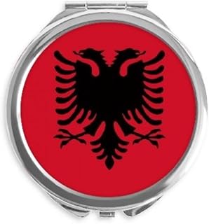 Albania National Flag Europe Country Hand Compact Mirror Round Portable Pocket Glass