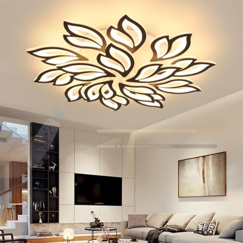 Plafonnier LED moderne à télécommande noir dimmable à 12 têtes pour salon