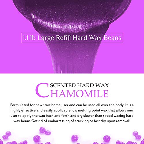 Lifestance Waxing Kit Hair Removal Wax Warmer Kit with Moisturizing Lavender Formulas Hard Stripless Wax Beads (17.5oz) Relaxing Wax Kit for Legs, Face, Underarm, Bikini, Brazilian