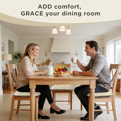 Image of AddGrace Chair Cushions for Dining Chairs Set of 4 Non-Slip Kitchen Seat Cushions with Ties Tufted Thick Seat Pads for Indoor Kitchen Dining Furniture 17 inchx16 inchx3 inch Beige