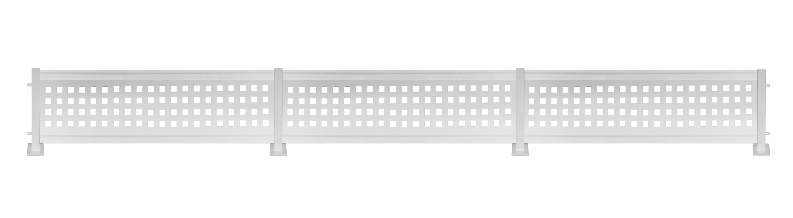 Kit de Valla de Automontaje en Acero Galvanizado, Metálica de Ocultación con Fácil Instalación, Modelo Cuadros, 457 x 50 cm, Blanco