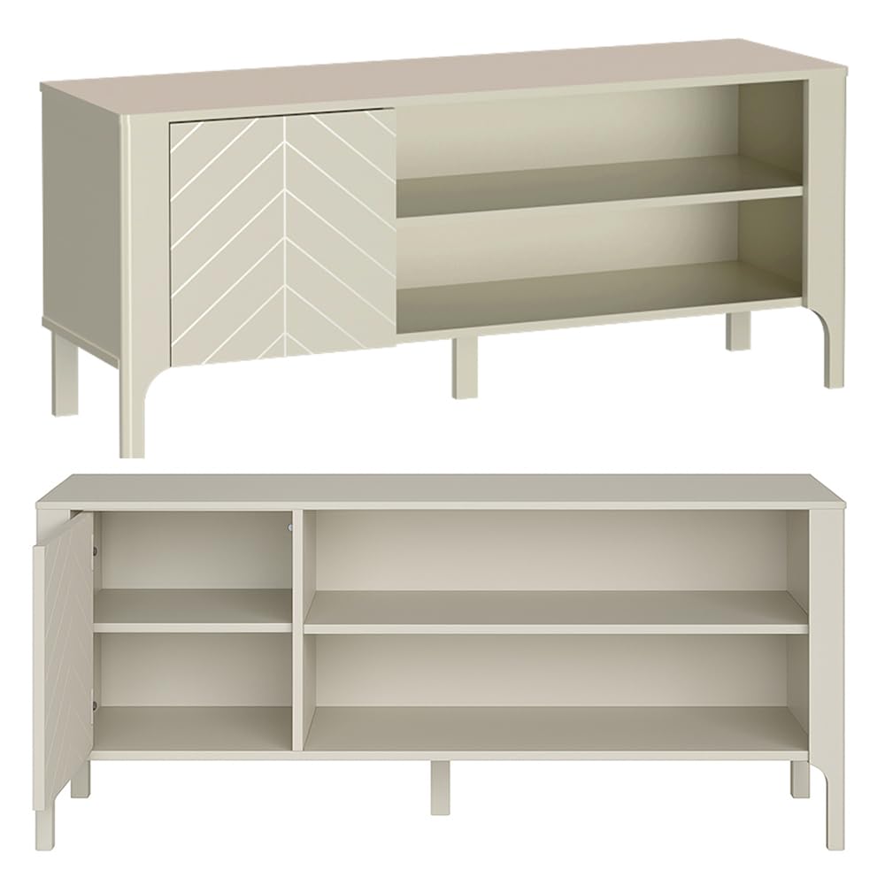 Lomadox Wohnwand in Kaschmir mit Lowboard, Vitrine & Highboard – Modernes Wohnzimmermöbel-Set im Fischgrät-Design mit Softclose