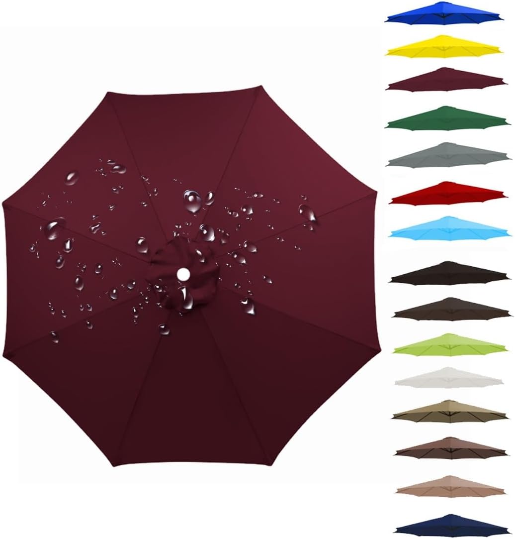 Patio Umbrella Replacement Canopy Square Cantilever Top Cover Outdoor,Replacement Canopy for Patio Umbrella 6/8 Ribs Garden Umbrella Cover Fits 2.0m/6.5FT Durable Outdoor Shade Canopy Dark T