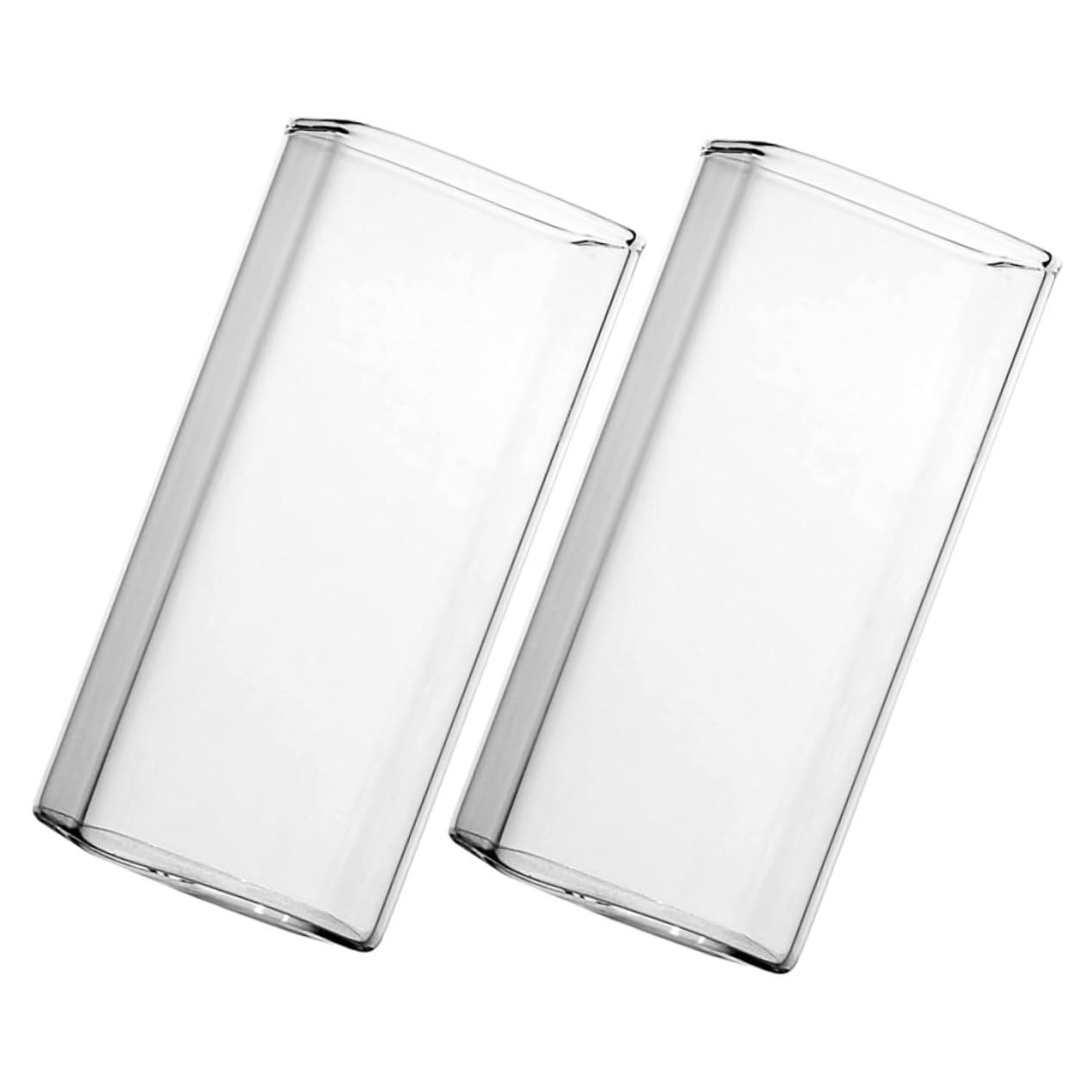 HOLIDYOYO Set of 2 Square Glass Mugs Drink Glasses Comfortable to Hold for Home and Cafe