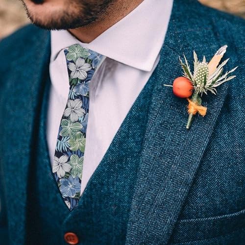Image of Mantieqingway Floral Ties for Men Skinny Cotton Tie Flower Necktie